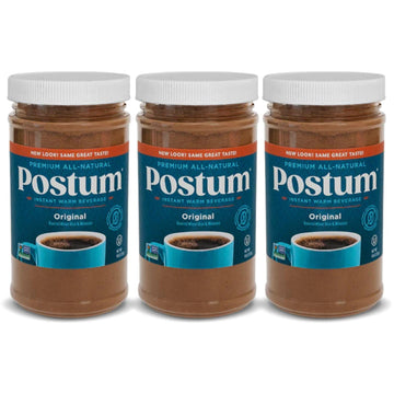 Postum Coffee Substitute Original, Caffeine-Free, Vegan Drink, 8oz (Pack of 3)