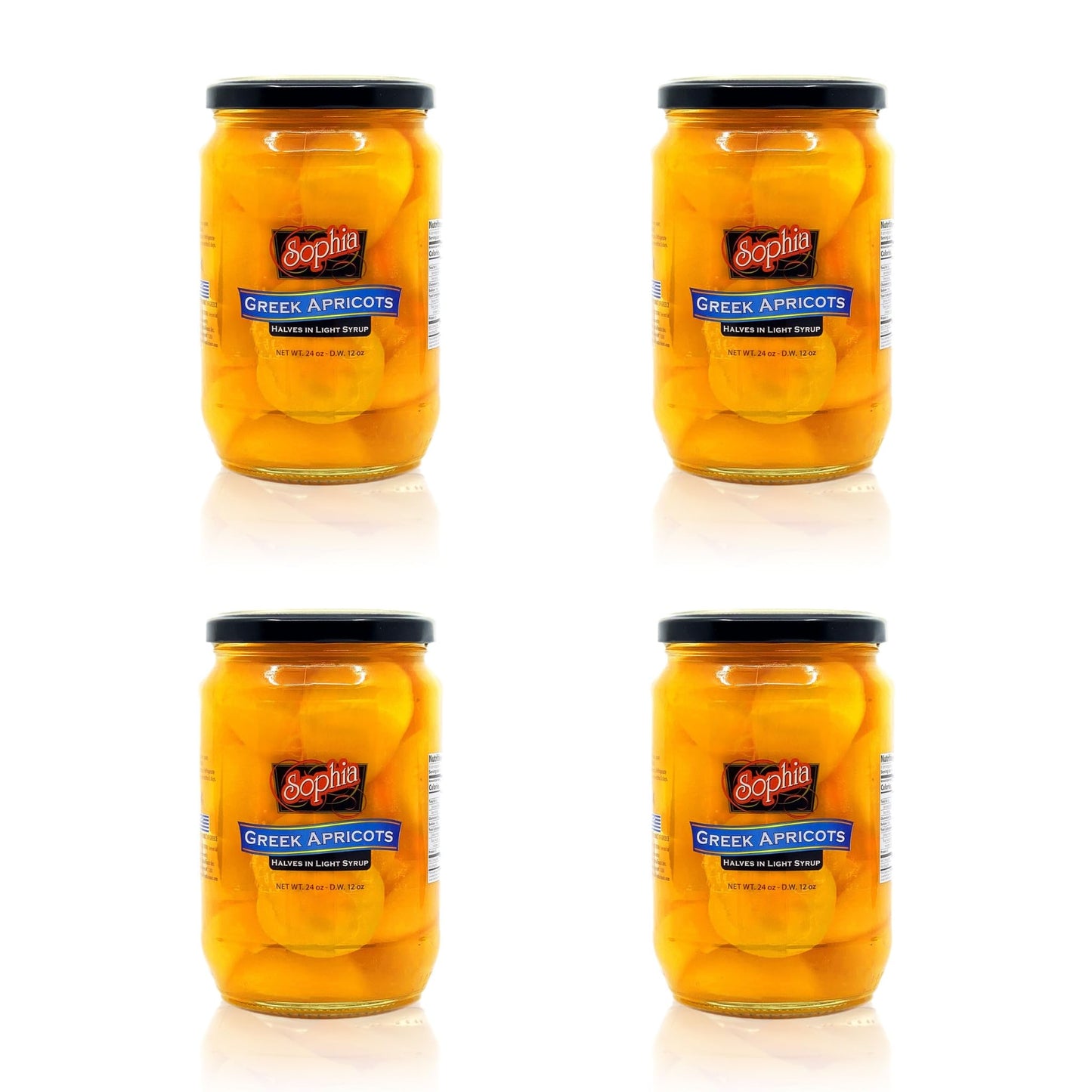 Sophia Foods Apricot Halves, 24oz Jar (4-Pack) - Naturally Sweet and Ready to Serve