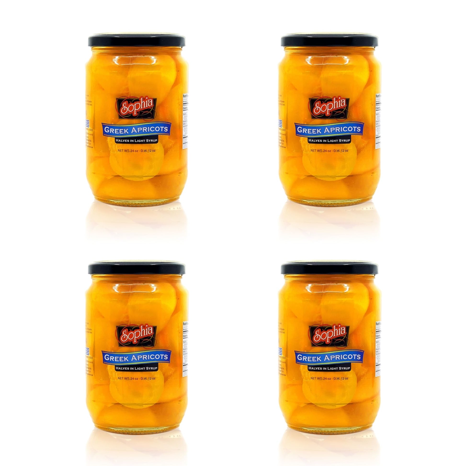 Sophia Foods Apricot Halves, 24oz Jar (4-Pack) - Naturally Sweet and Ready to Serve