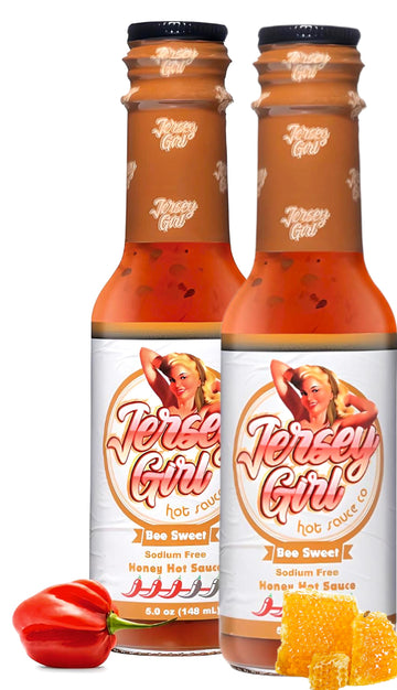 Jersey Girl (Bee Sweet Honey Hot Sauce) Scorpion & Ghost Pepper / 5 Oz Bottle/No Sodium/Salt Free/Pack Of 2