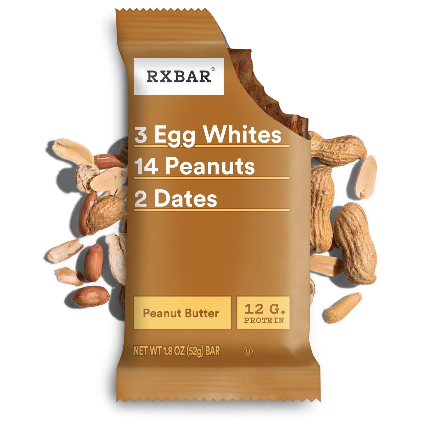 RXBAR Protein Bars, 12g Protein, Gluten Free Snacks, Peanut Butter (6 Boxes, 30 Bars)