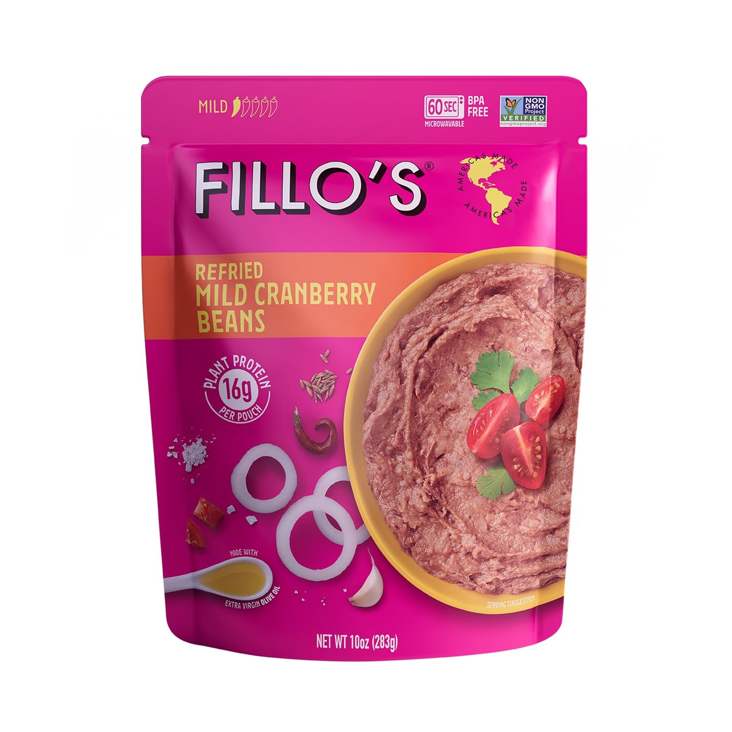 Fillo'S Refried Beans - Made With Roman Borlotti Beans Aka Cranberry Beans, Ready To Eat Beans, 10 Oz Pk Of 6, Gluten-Free, Micr