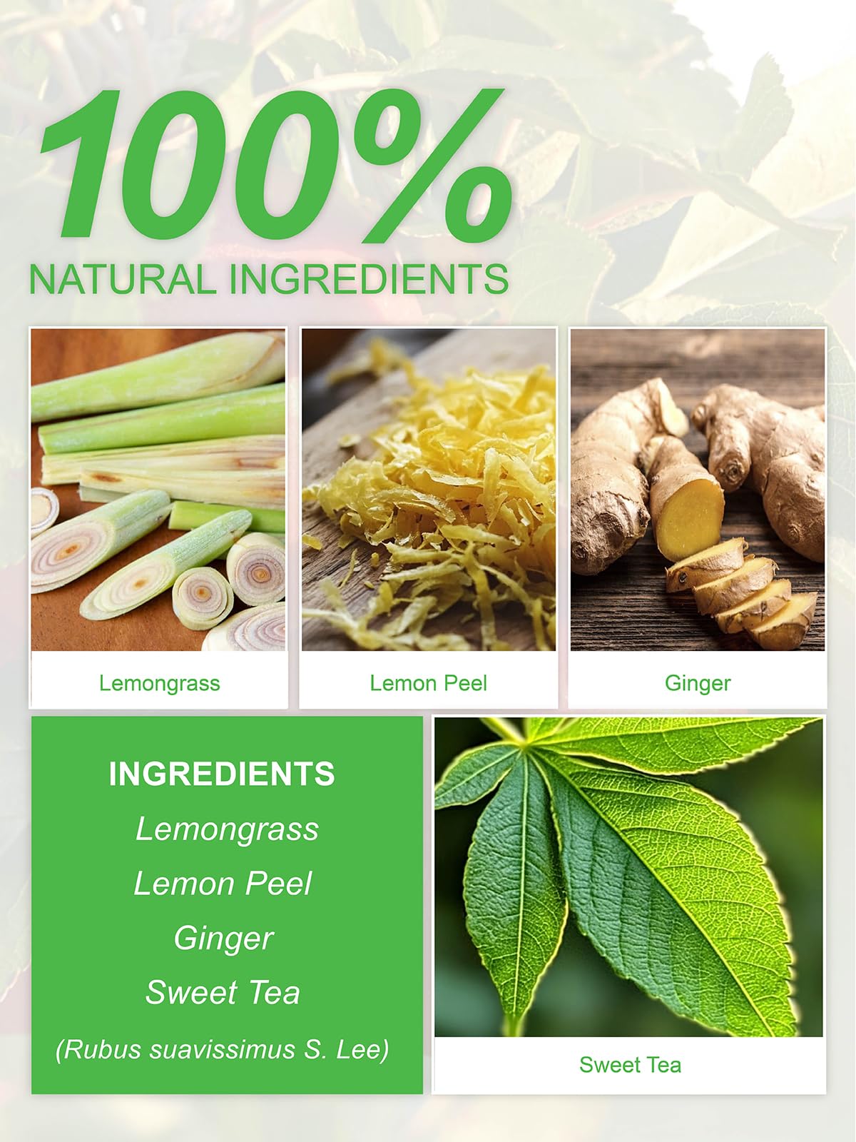 TeeLux Lemon Ginger Herbal Tea, Caffeine Free, 100 Tea Bags, Refreshing Flavor