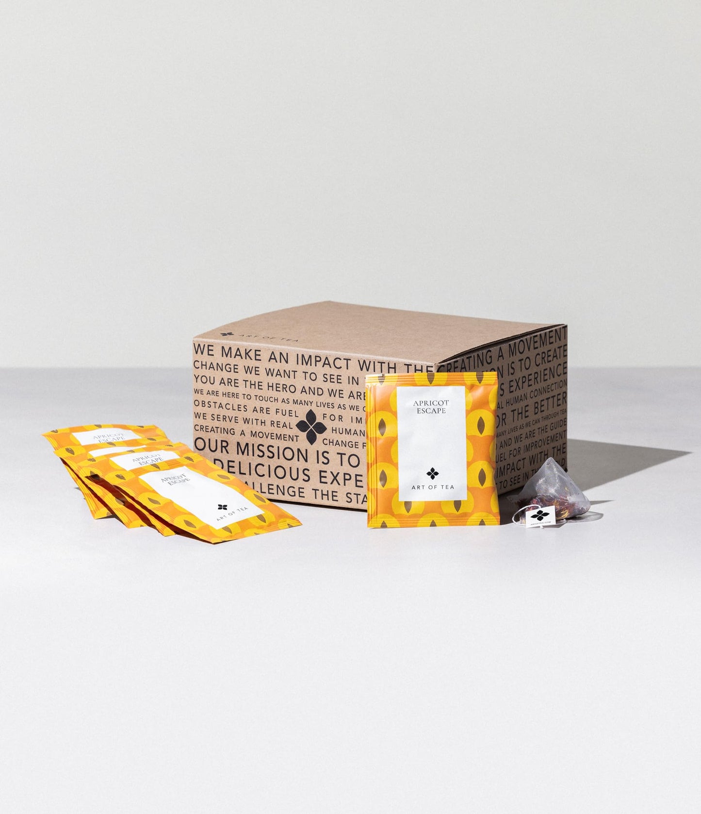 Art Of Tea | Apricot Escape - Energy Blend Free | 50 Eco Friendly Pyramid Tea Bag Sachets