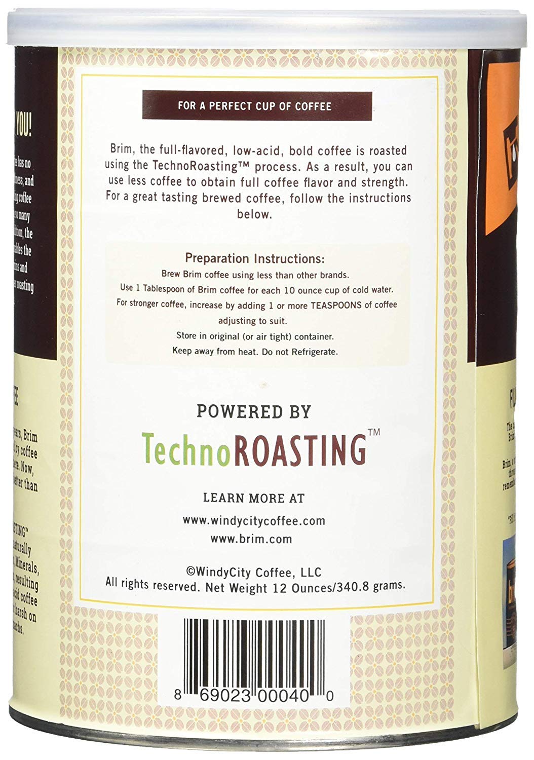 Brim Low Acid Ground Coffee, Regular Blend, 12 Oz