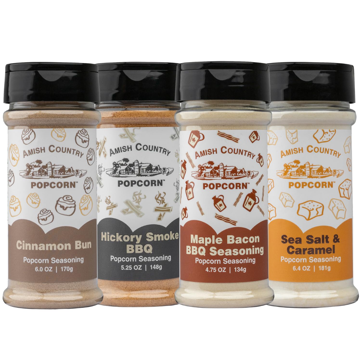 Amish Country Popcorn Sweet & Savory Seasoning Bundle, 4 Pack, Non-GMO, Gluten Free, 5.63 Ounce