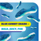 CRAZYOUTLET Blue Sharks Gummy Candy - Blue Raspberry Shark Gummies - Large 2 Pound Bulk Bag