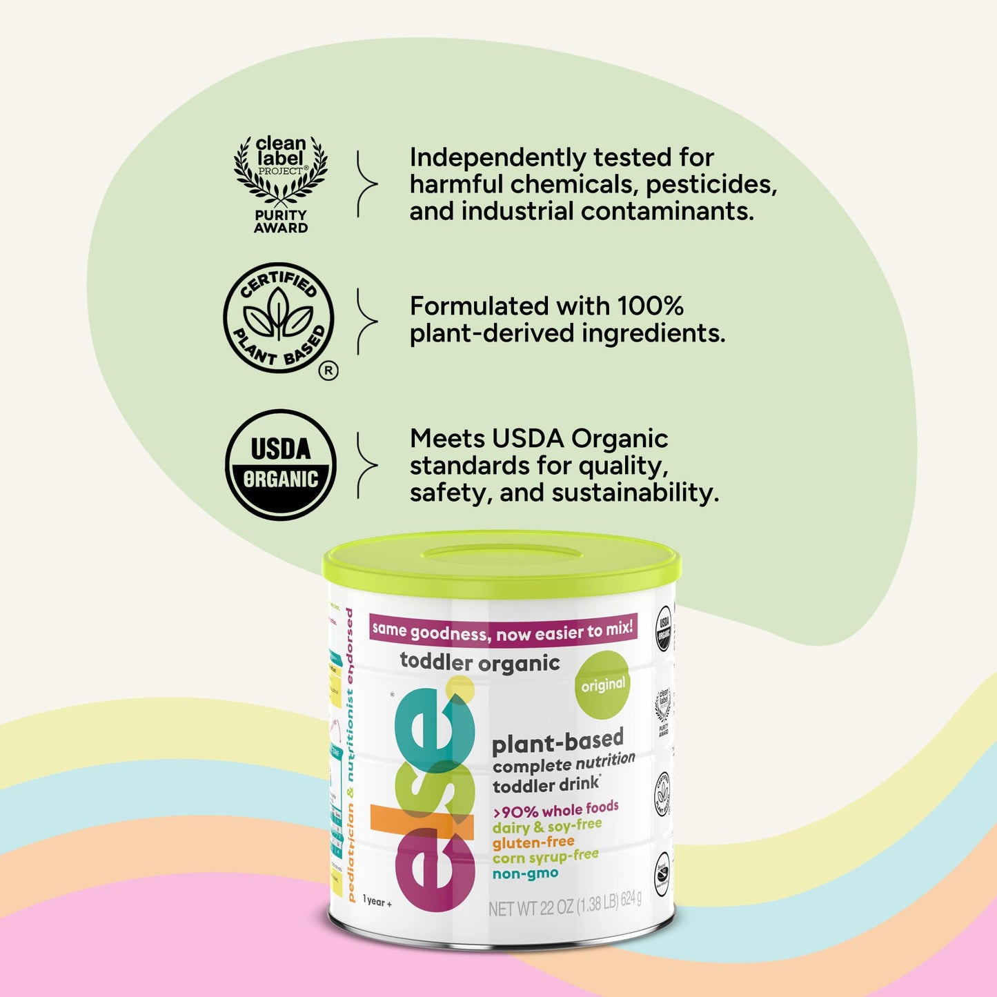 Else Nutrition Toddler Formula 12-36 Mo., Plant Based Toddler Nutritional Drink - Soy & Dairy Free, Lactose Free - Complete Baby Formula (12-36 Mo.), Protein Powder W/ 20+ Vitamins (22Oz, 4-Pack)