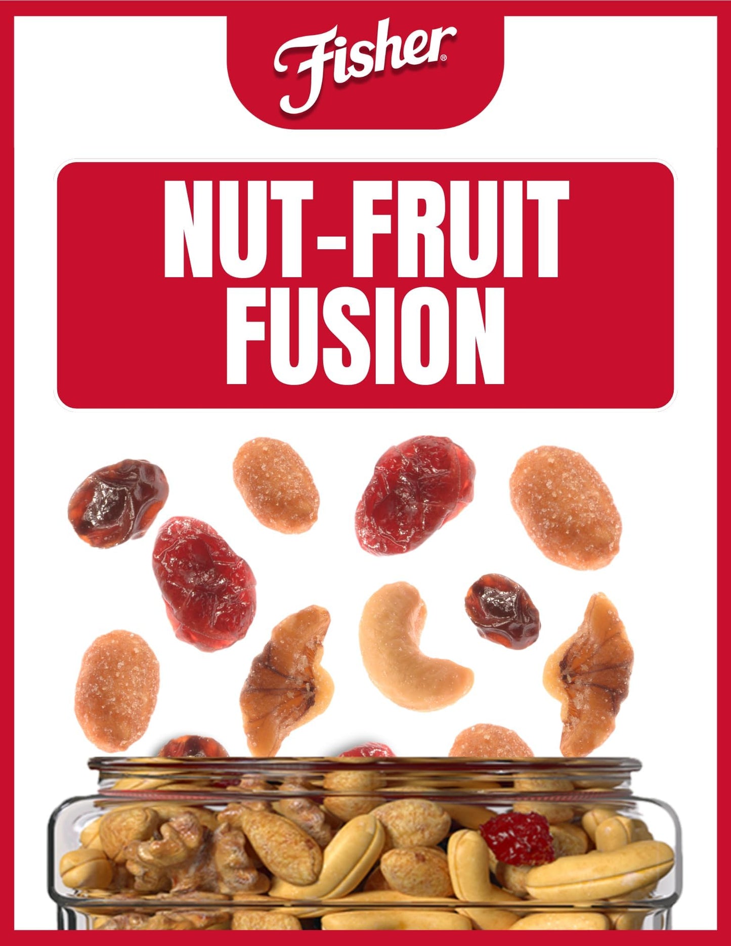 Fisher Snack Sweet Nut Trail Mix, 38 Ounce Jar, Honey Roasted Peanuts, Raisins, Frosted Walnuts, Cashews, Dried Cranberries