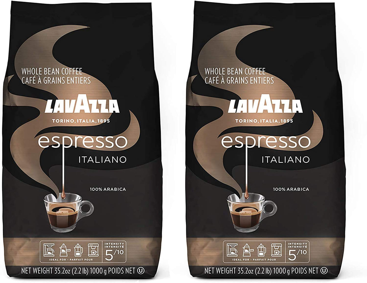 Lavazza Caffe Espresso 100% Arabic Whole Bean Coffee (2.2 Lbs) - Pack Of 2
