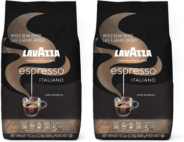 Lavazza Caffe Espresso 100% Arabic Whole Bean Coffee (2.2 Lbs) - Pack Of 2