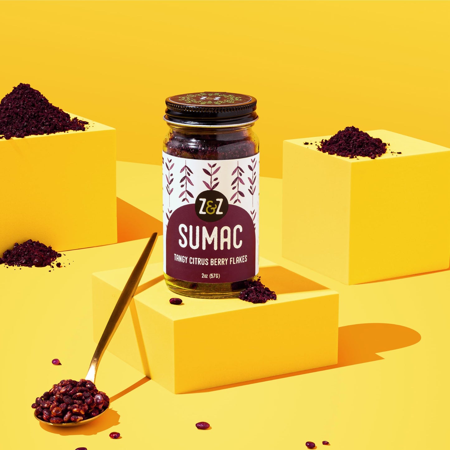 Z&Z Ground Sumac Spice, 2 Oz - Authentic Turkish Seasoning for Marinades, Salads, Rice, & Hummus, Red Color
