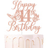 Rose Gold Glitter Happy 14th Birthday Cake Topper, Butterfly Happy 14th Birthday/Cheers to 14 Years, Butterfly Themed 14th Birth