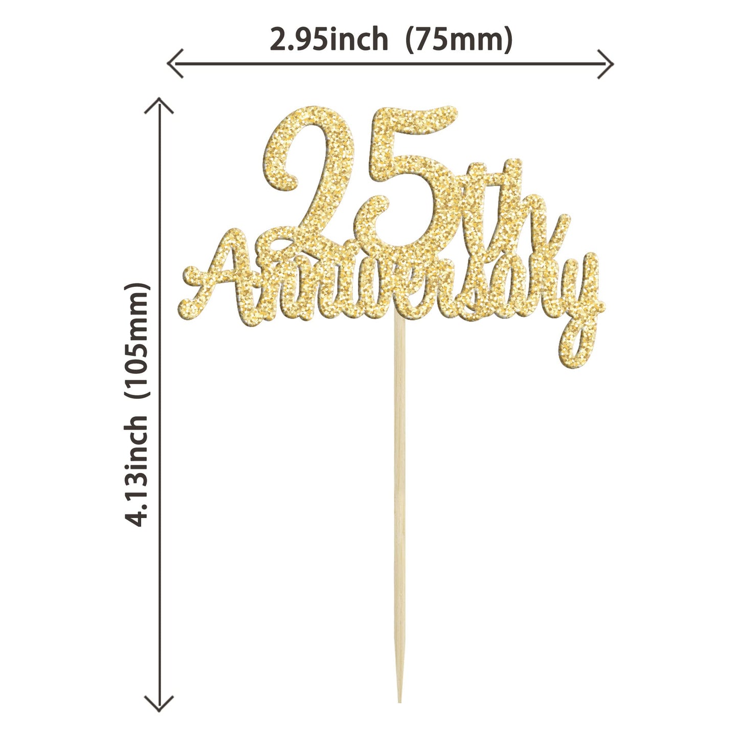 Gyufise 24Pcs 25Th Anniversary Cupcake Toppers Gold Glitter Cheers To 25 Years Wedding Twenty Five Anniversary Cupcake Picks For