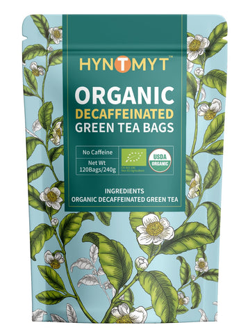Hyntmyt Organic Decaffeinated Green Tea Bags, Usda Organic Decaf Green Tea, Fresh & Smooth Taste, Unsweetened, 120 Count