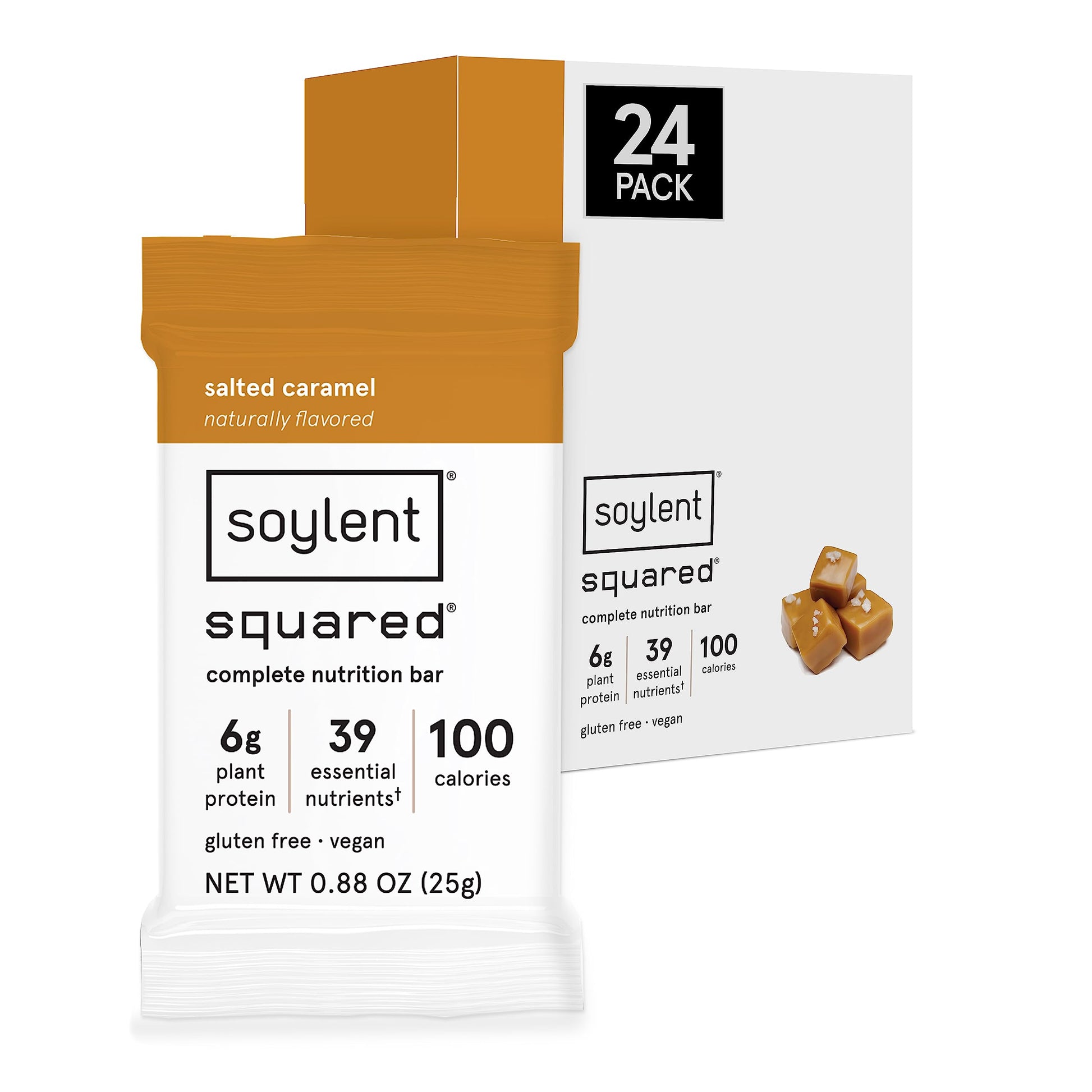 Soylent Squared Mini Protein Bars - Salted Caramel Limited Edition, Low Sugar, Low Calorie Protein Bars, Gluten Free, 6G Of Vega