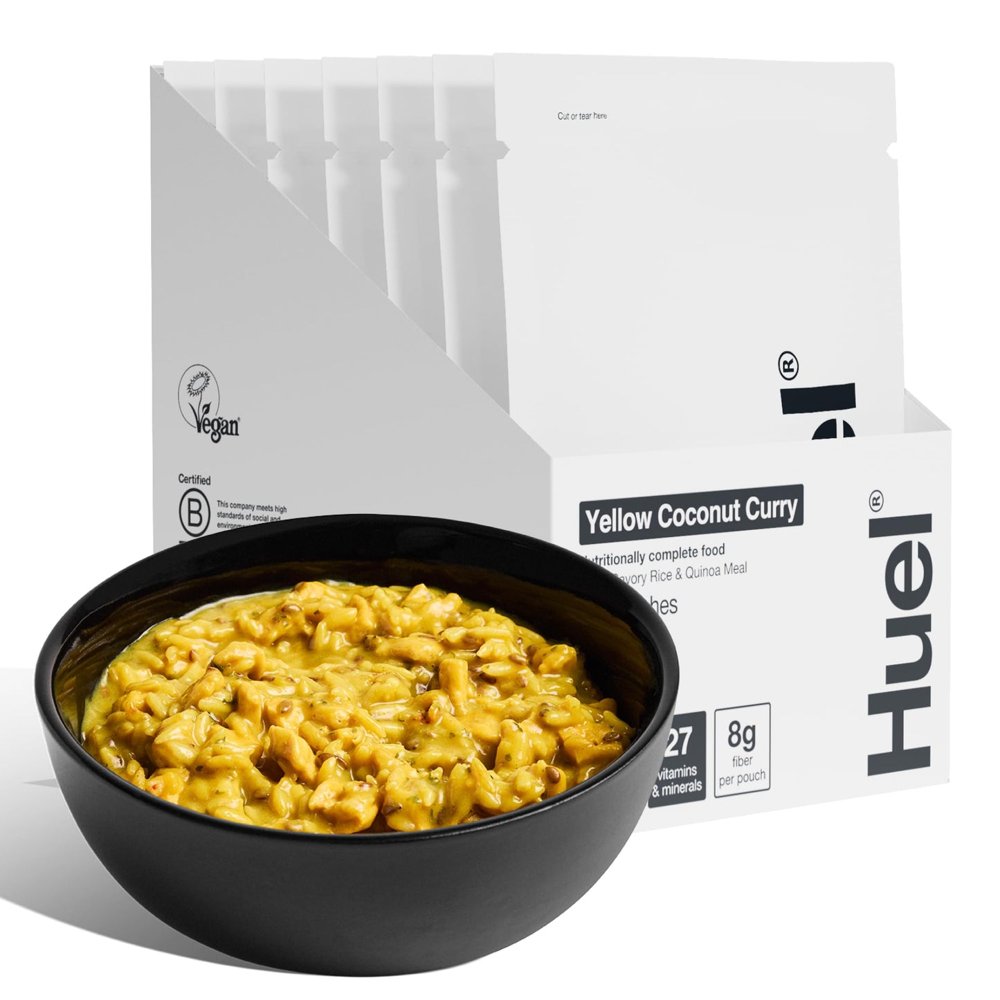 Huel Hot and Savory Meal Packs | Yellow Coconut Curry | Up to 25g Protein Plant Based Instant Meal | 27 Vitamins and Minerals |