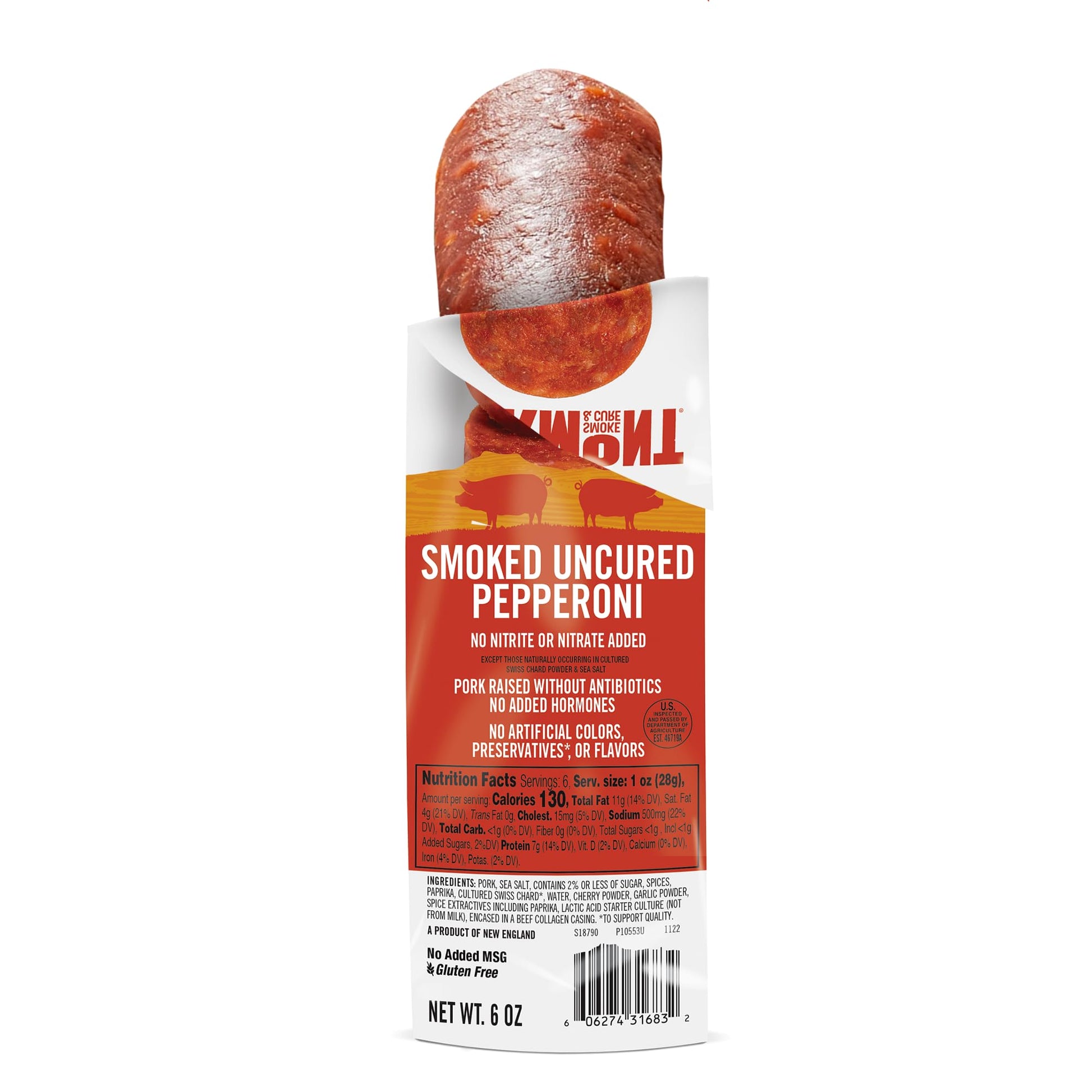 Vermont Smoke & Cure - Uncured Smoked Pepperoni - No  s or Added  s, Perfect for Pizza or Charcuterie Board - 6oz