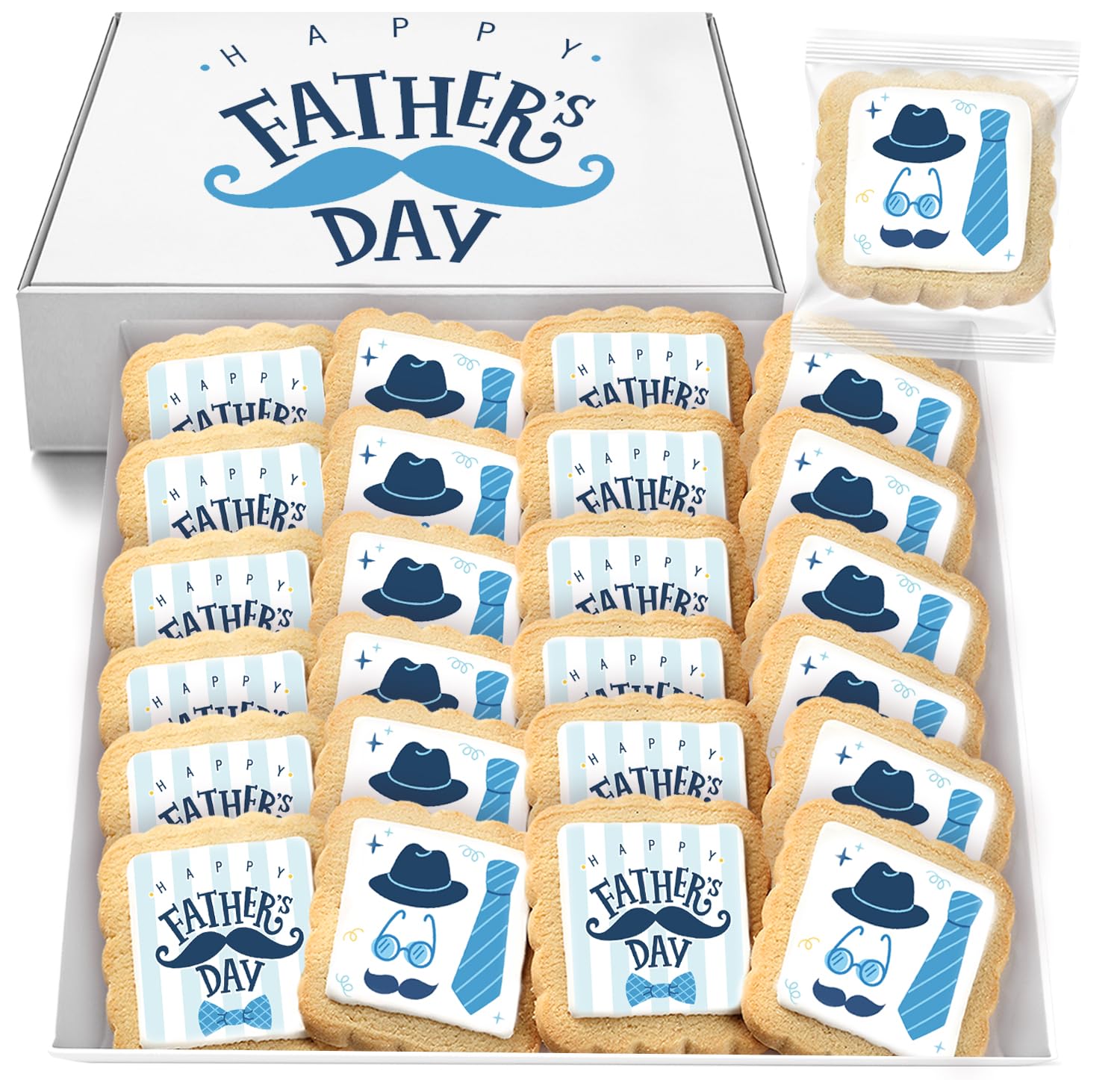 Fathers Day Cookies Party Favors 24 Pack Decorated Treats Bulk for Dad | INDIVIDUALLY WRAPPED Sugar Cookies | Gift Basket Peanut