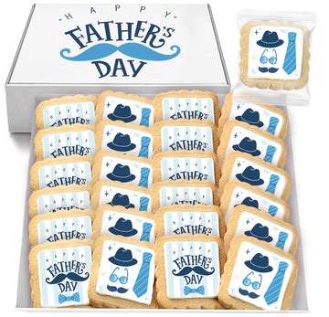 Fathers Day Cookies Party Favors 24 Pack Decorated Treats Bulk for Dad | INDIVIDUALLY WRAPPED Sugar Cookies | Gift Basket Peanut