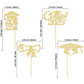 Gyufise Graduation Cupcake Toppers - 24 Pcs Gold Glitter Class of 2025 Diploma Caps for Party Decorations