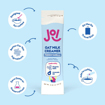 Oat Milk Coffee Creamer, French Vanilla By Joi - 10 Single Serves. Functional, Prebiotic Superfood, Vegan, Dairy Free, Non-Dairy