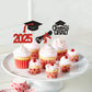 Keaziu 24 Pack Graduation Cupcake Toppers Class of 2025 Congrat Red Party Supplies