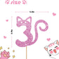 MINUET MINUTE Cat Three Cake Topper - Pink Glitter, Birthday Party Supplies for 3-Year-Old Girl