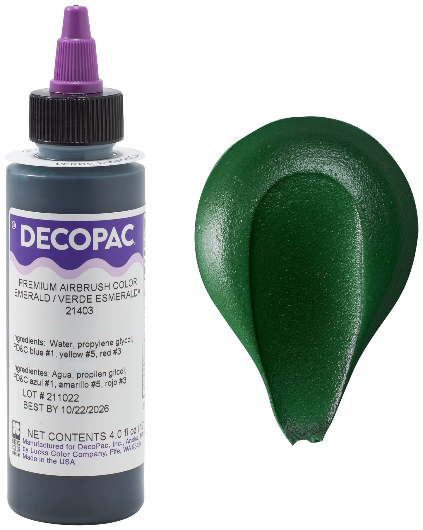DecoPac Airbrush Food Coloring, Edible Cake Decorating, 4 Fl Oz - Emerald Green