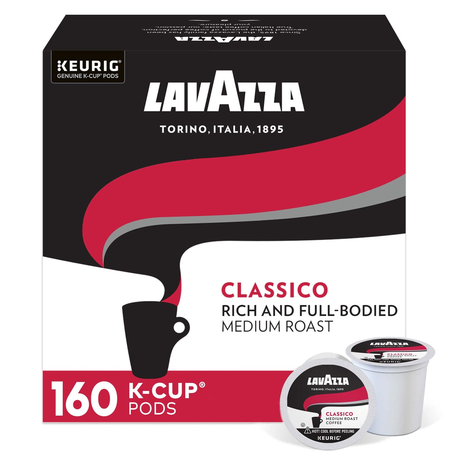 Lavazza Singleserve Coffee Kcups For Keurig Brewer, Classico, 160 Count, (Pack Of 4)
