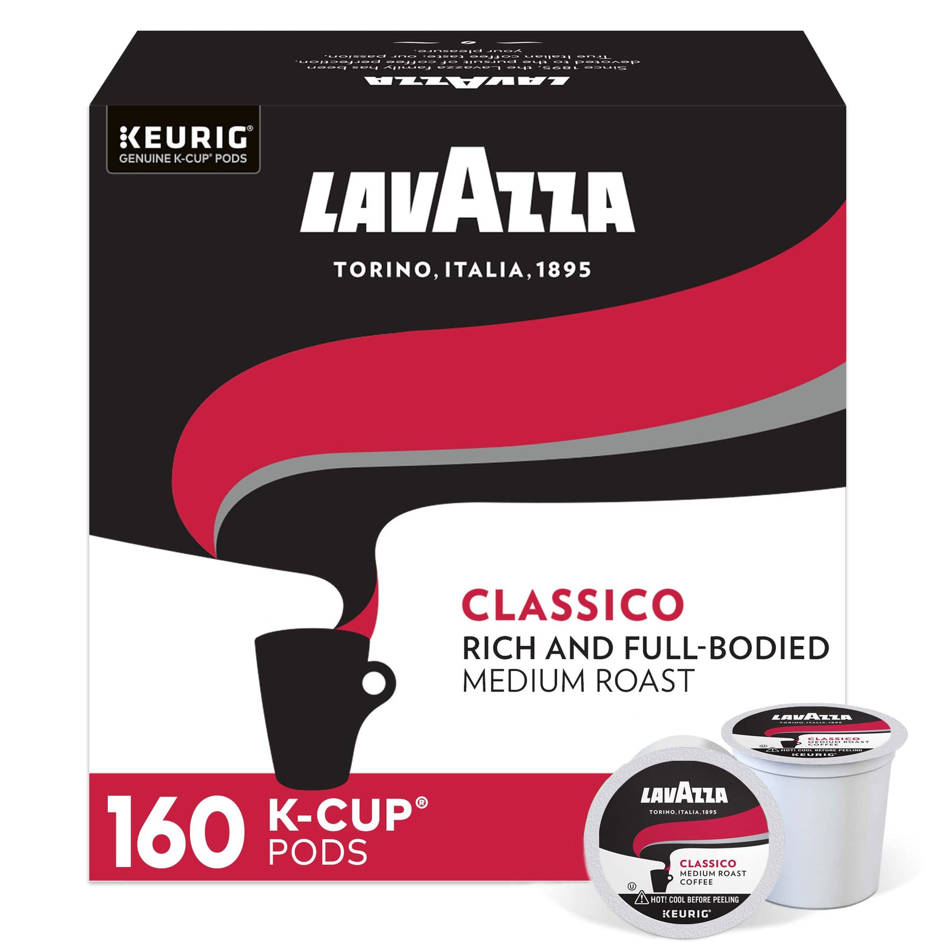 Lavazza Singleserve Coffee Kcups For Keurig Brewer, Classico, 160 Count, (Pack Of 4)