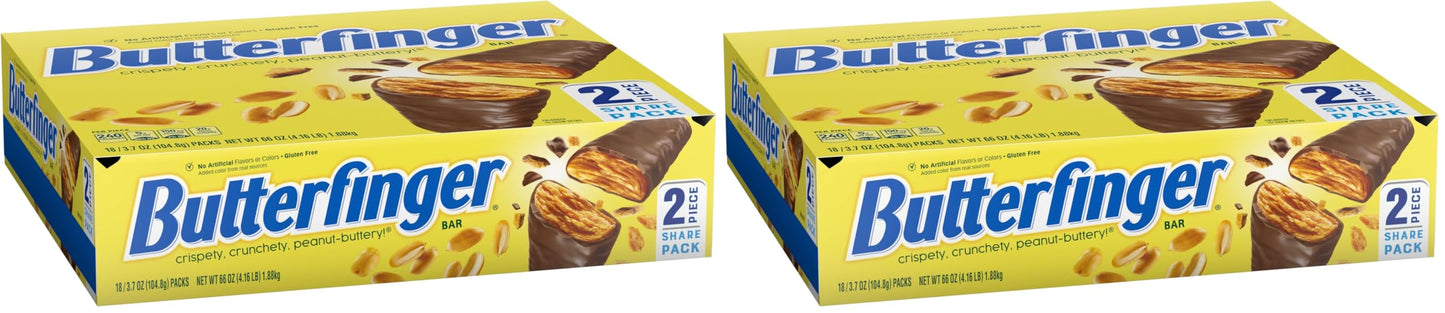 Butterfinger Chocolatey, Peanut-Buttery, Share Size Individually Wrapped Candy Bars, 3.7 oz each (Pack of 2)