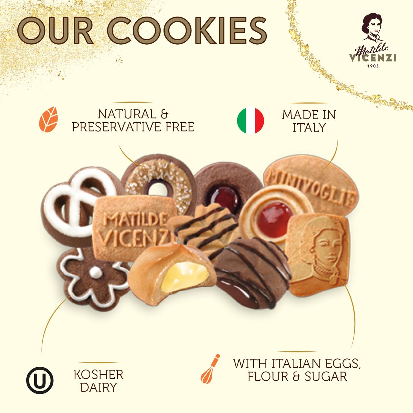 Matilde Vicenzi Minivoglie Shortbread Cookies Gift Tin - Assorted Italian Butter Cookies & Pastries For Gifting, Italian Cookies Gifts For Birthdays, & Special Occasions, Kosher Dairy, Non-Gmo, 17.6 Oz