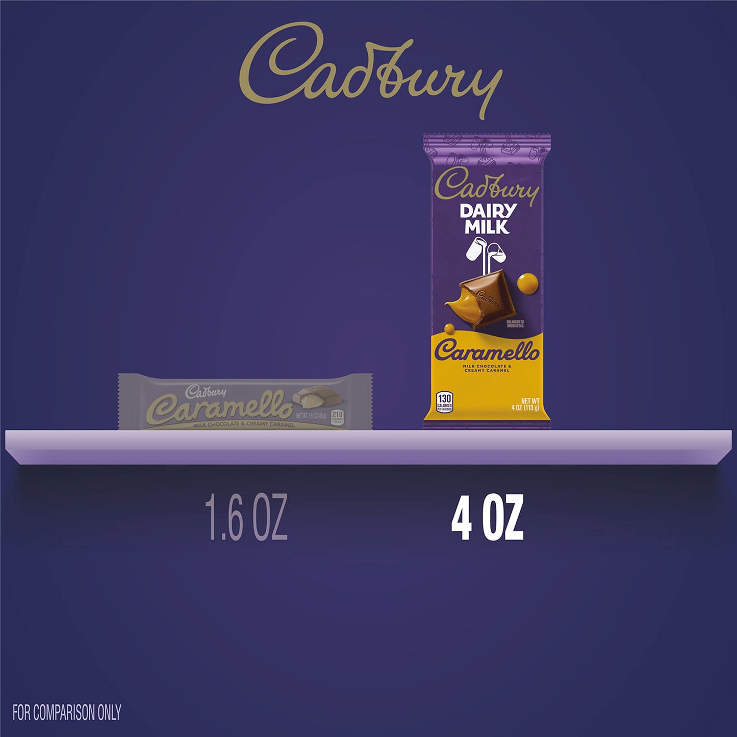 Cadbury Dairy Milk Caramello Milk Chocolate Candy Bars, 4 Oz (14 Count)