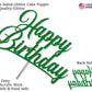 RokAPary Happy Birthday Glitter Cake Topper, Acrylic Decoration, Green