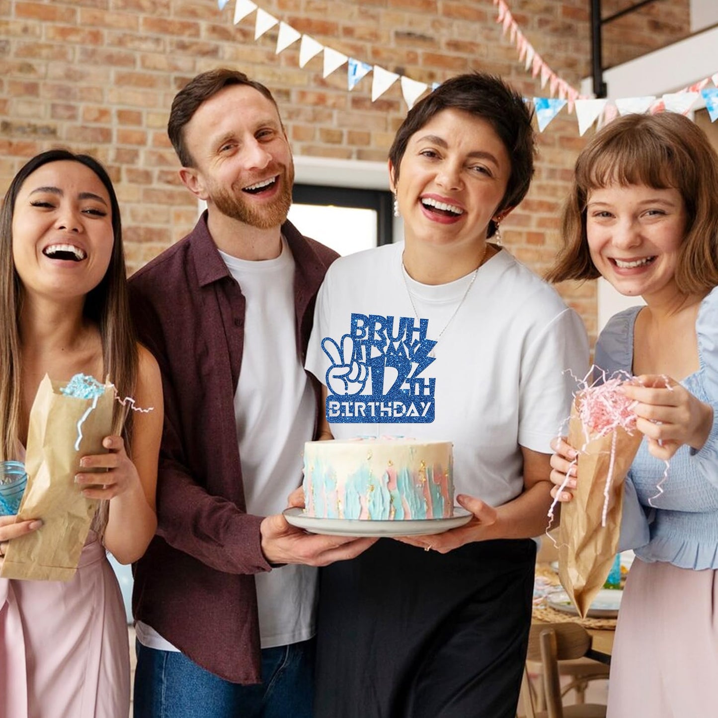 Embhhor Bruh It'S My 11Th Birthday Cake Topper, Dude Bro I'M 11, Boys Happy 11Th Birthday Party Cake Decorations, Blue Glitter (