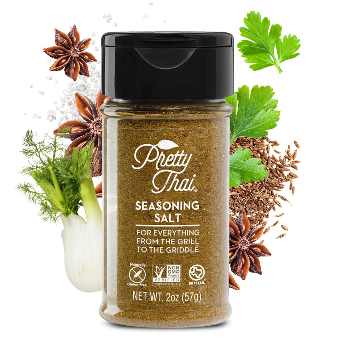 Pretty Thai Seasoning Salt - 2oz I Low Sodium Seasoned Salt, All Purpose Seasoning for Thai Recipes, Tacos, Potato Salad, Popcor