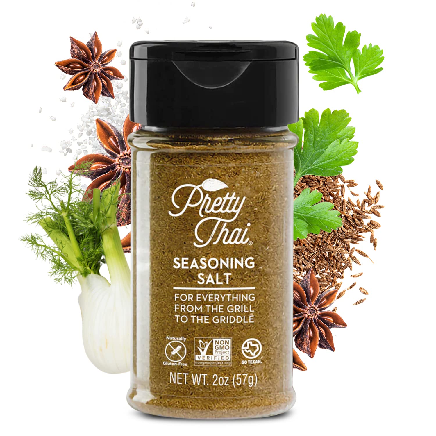 Pretty Thai Seasoning Salt - 2oz I Low Sodium Seasoned Salt, All Purpose Seasoning for Thai Recipes, Tacos, Potato Salad, Popcor