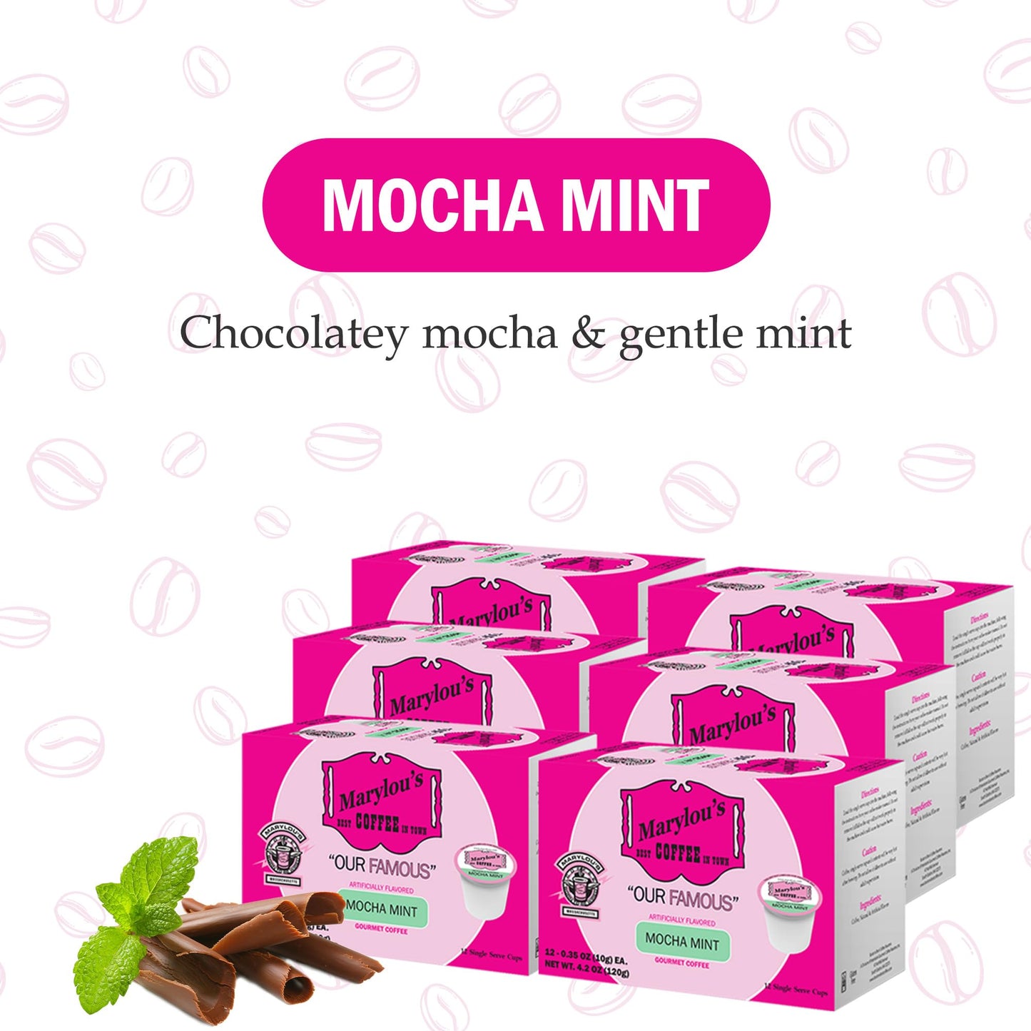 Marylous Mocha Mint Flavored Gourmet Coffee K-Cup Pods, Dark Roast, 72 Count