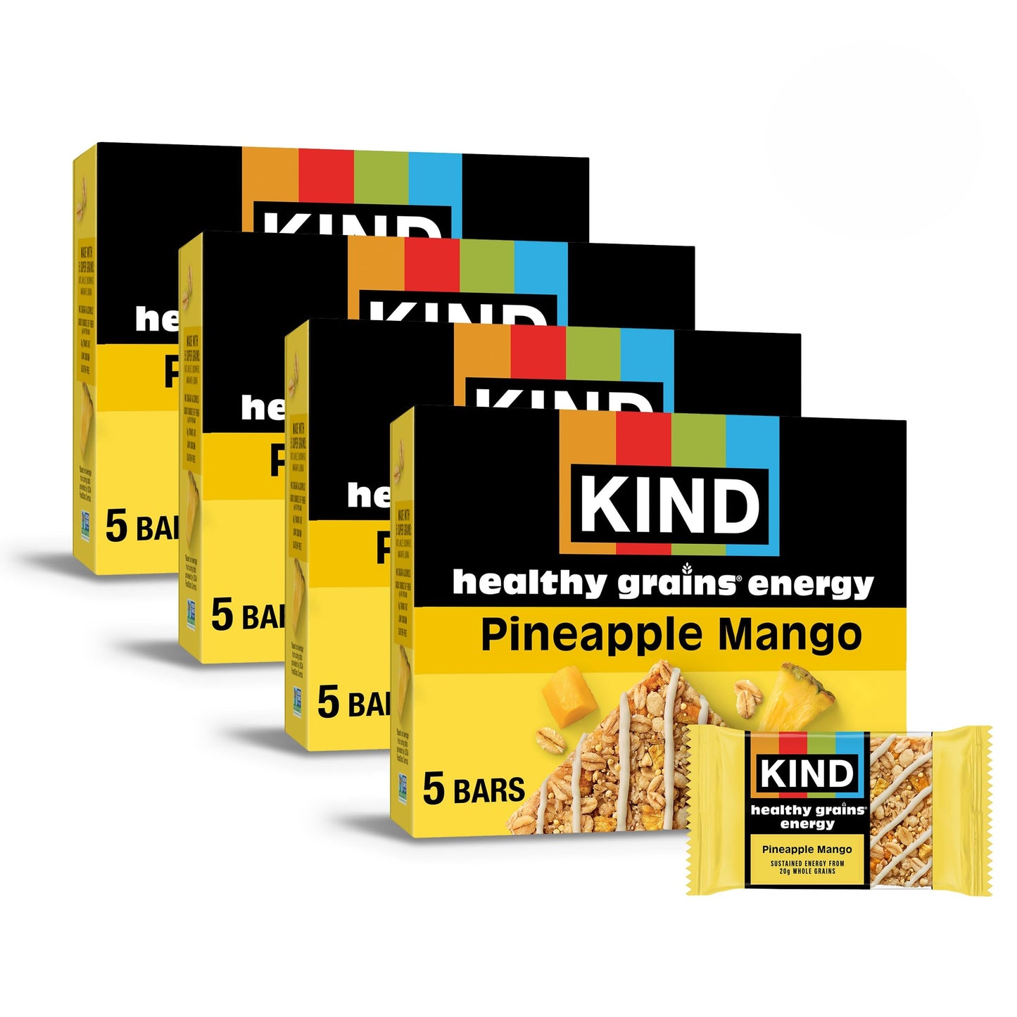 KIND Healthy Grains Energy Bars  Pineapple Mango  20g Whole Grains  Made with Super Grains  Gluten Free Snacks  40 Ct.