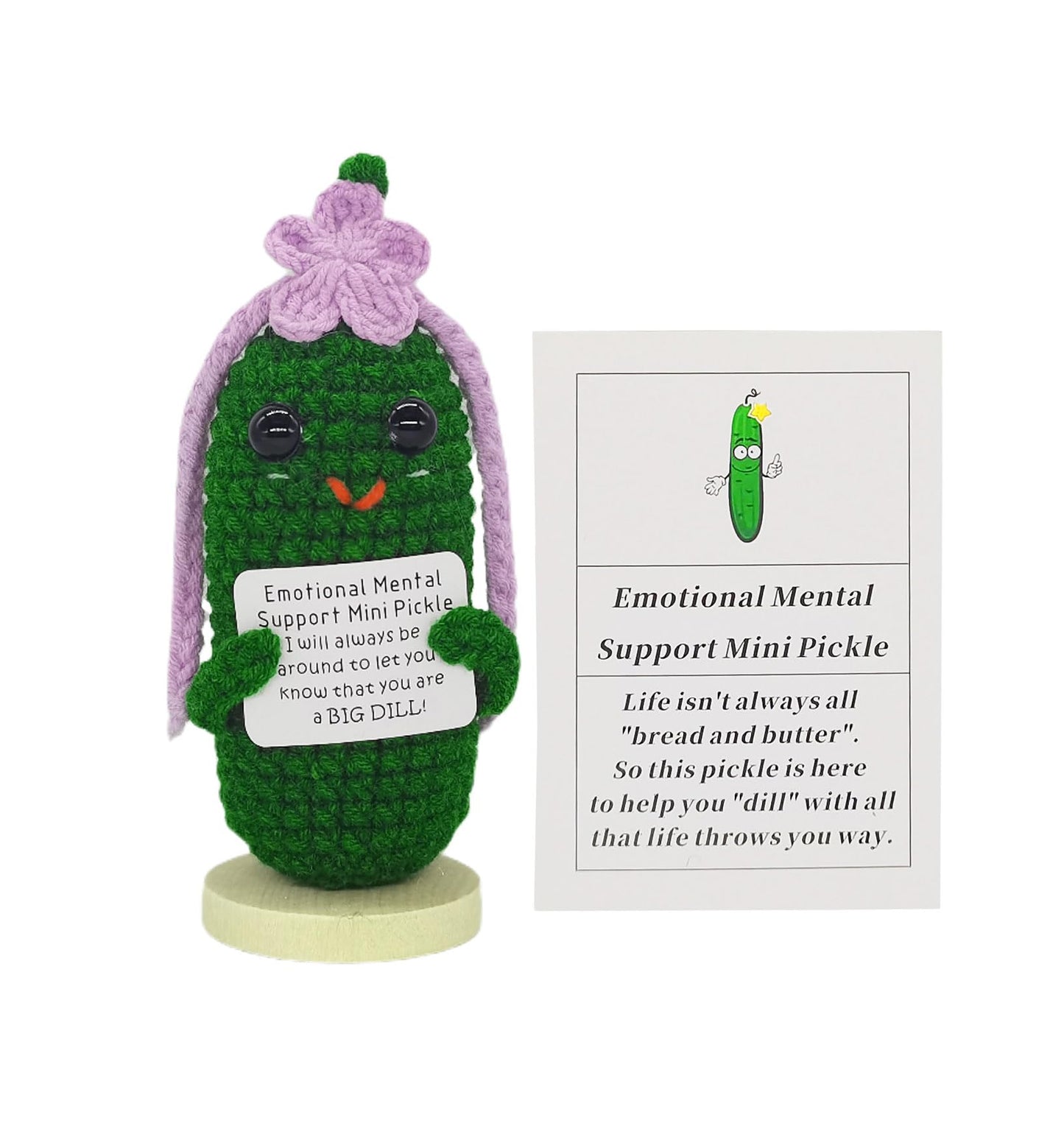Kalawalk Funny Crochet Pickles 1 Pcs With Affirmations Cards For Inspirational Novelty Good Luck Gifts And Party Decorations(Kk-Ckd04-Ppfw)