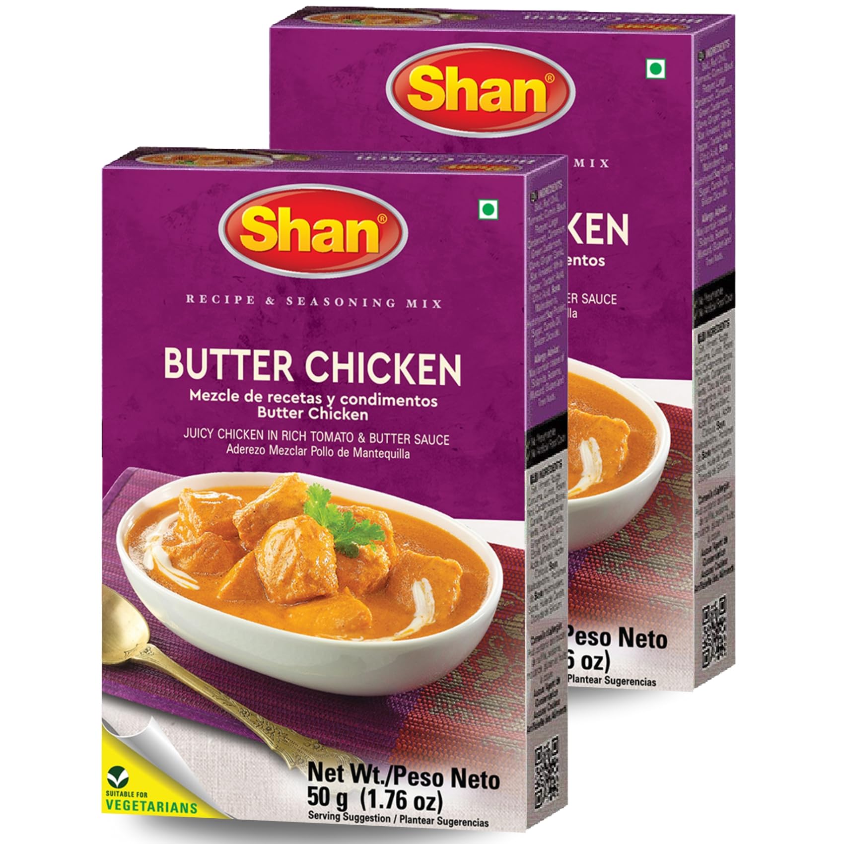 Shan - Butter Chicken Seasoning Mix (50g) - Spice Packets for Chicken in Butter Sauce (Pack of 2)