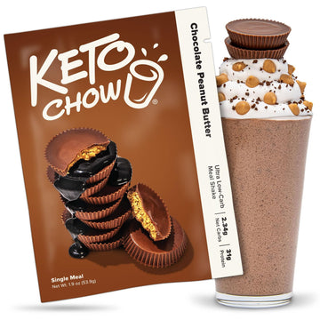 Keto Chow Chocolate Peanut Butter | Keto Meal Replacement Shake Powder | Nutritionally Complete | Low Carb | Delicious Easy Meal