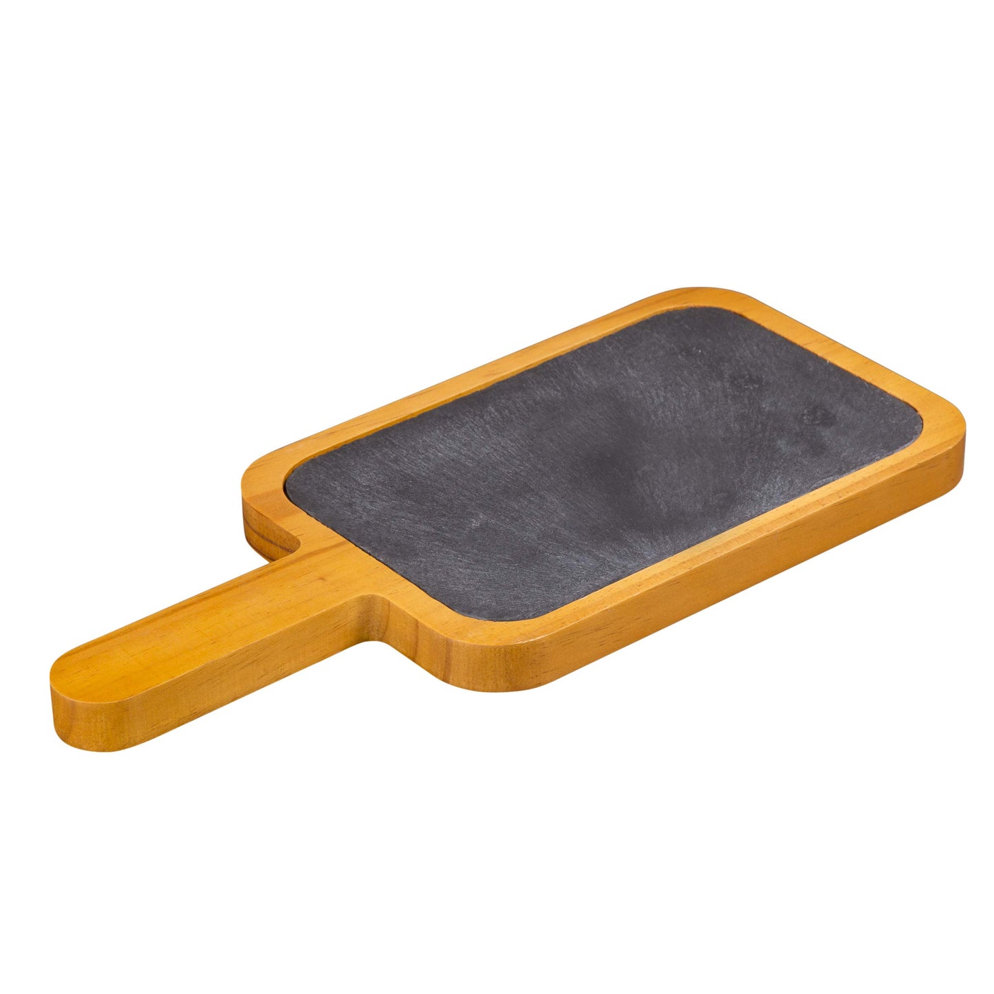 Creative Home Slate and Pine Wood Serving Board with Handle 14.4 x 6.5 | Paddle Cheese Board for Rustic Charcuterie, Tapas, Dessert, Sushi Tray | Unique Kitchen Gift for Hosts