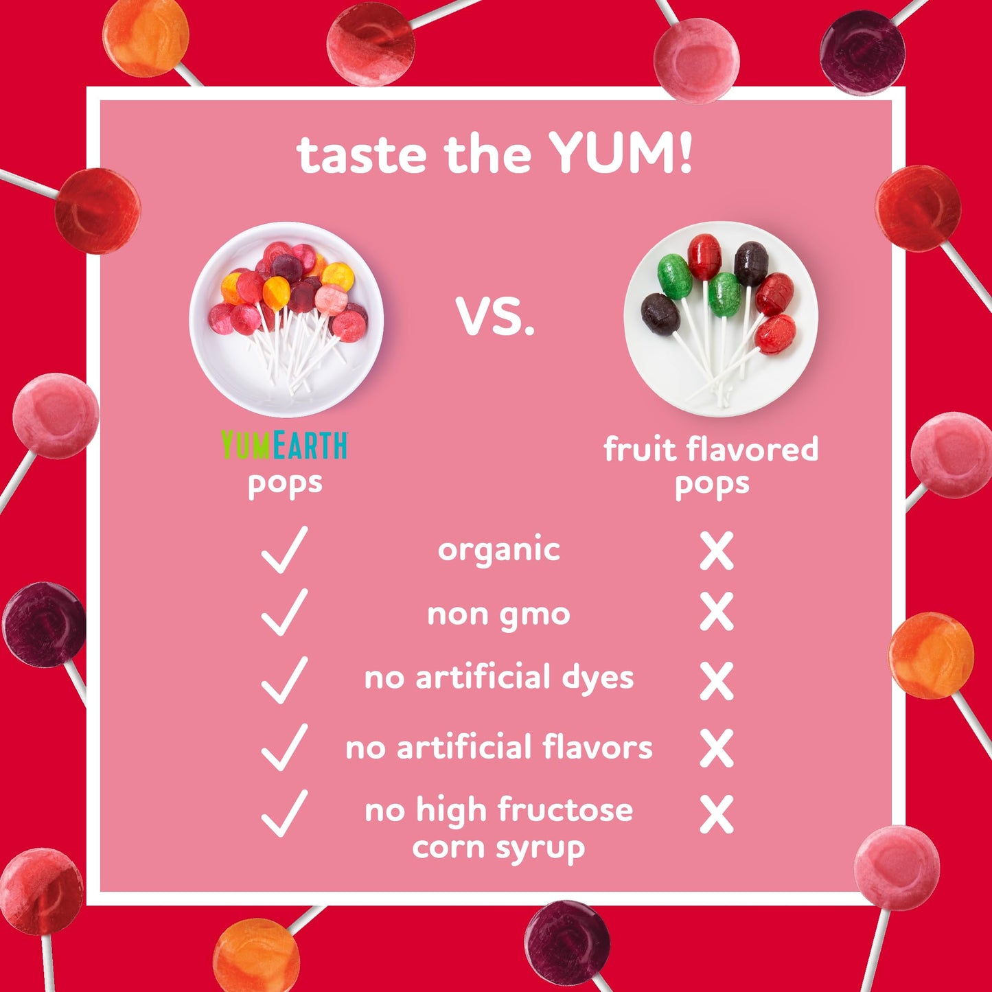 Yumearth Organic Pops Variety Pack, 50 Fruit Flavored Favorites Lollipops, Allergy Friendly, Gluten Free, Non-Gmo, Vegan, No Art