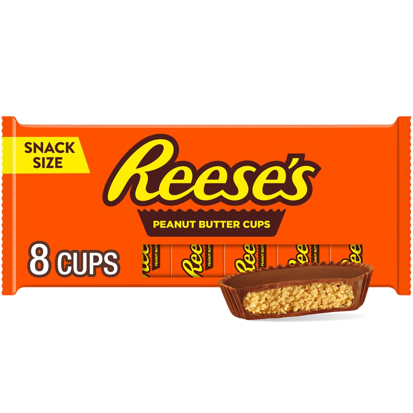 REESES Milk Chocolate Snack Size Peanut Butter Cups, Candy Packs, 0.55 oz (8 Count)