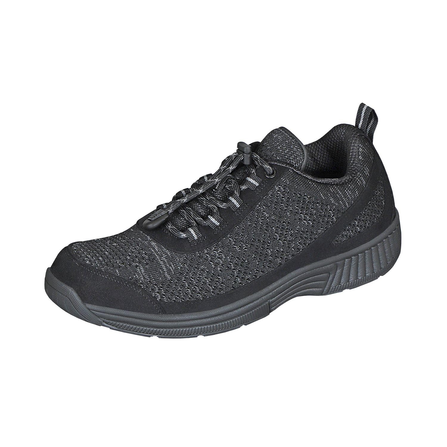 Orthofeet Men   S Orthopedic Walking Shoes, Lava No Tie Black