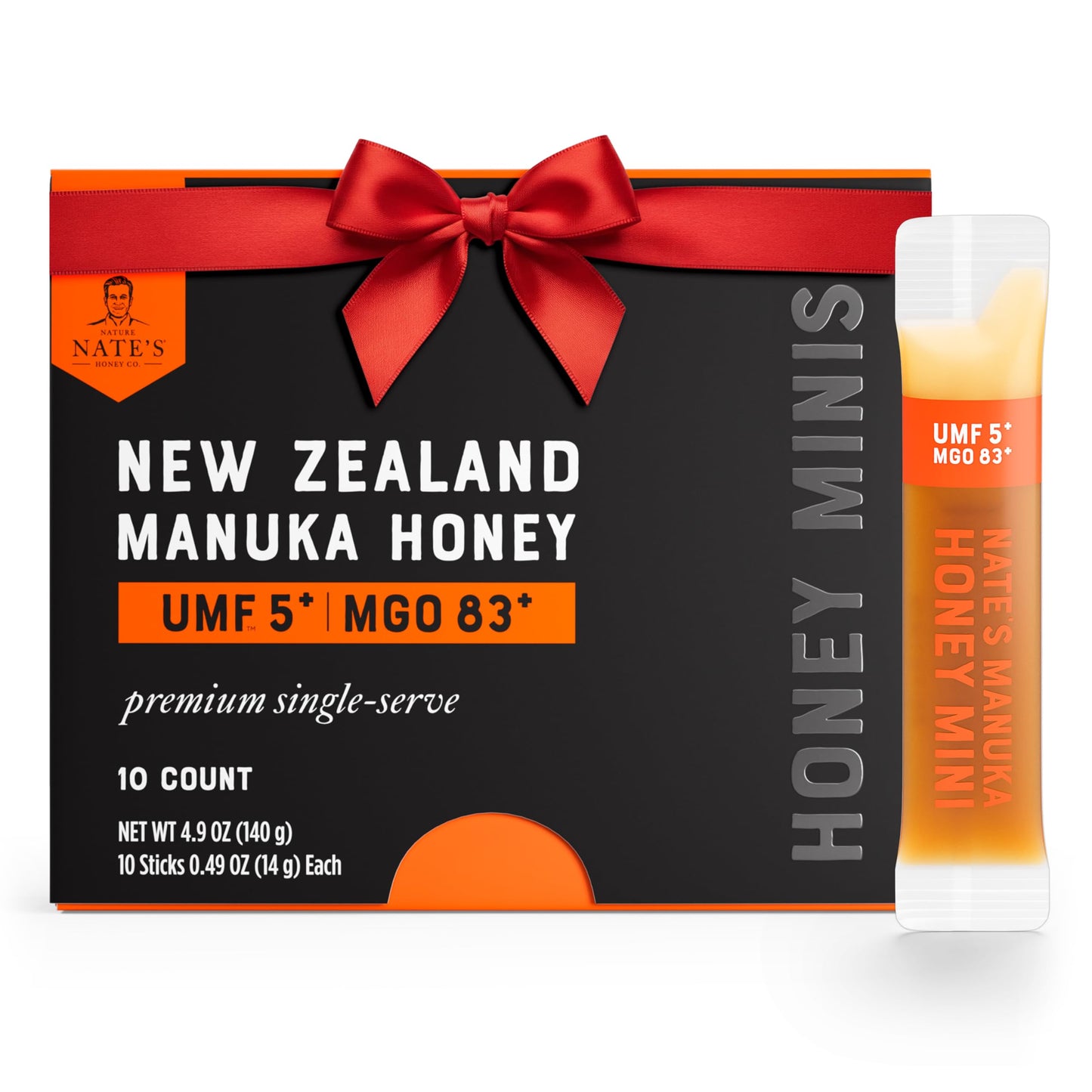 NateS Manuka Honey Minis - 10 Count Single-Serve  Pure Manuka Honey - Mgo 83+ | Umf 5+ Certified - 10 Single-Serve Packets For On-The-Go Daily Wellness