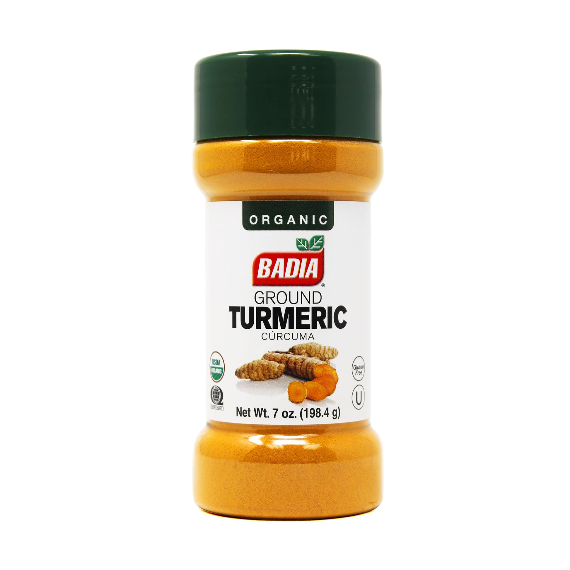 Badia Organic Turmeric Powder, 7 oz - Rich in Curcumin, Perfect for Cooking, Smoothies, and Wellness