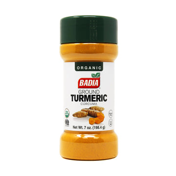 Badia Organic Turmeric Powder, 7 oz - Rich in Curcumin, Perfect for Cooking, Smoothies, and Wellness